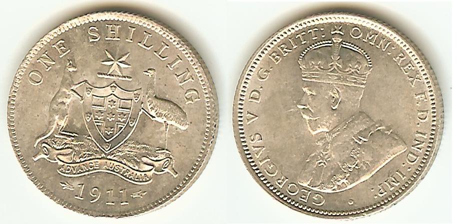 Australian shilling 1911 near Unc/Unc
